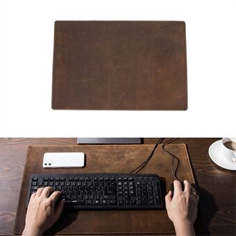 KONTAKTER FAMILIE 60x40 cm Crazy Horse Tekstur Ægte Læder Anti-slip Desktop Laptop Gaming Musemåtte Tastatur Pad - Kaffe