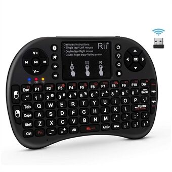 RII i8+ 2.4G+Bluetooth Dual Mode Mini Wireless Keyboard Touch Pad Mus Combo til Android TV Box PC Laptop