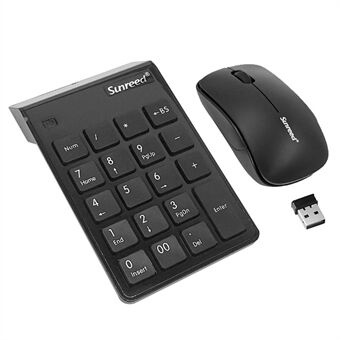 SUNREED SKB886 Lille Bluetooth numerisk tastatur og 2,4G trådløs mus til bærbare kontantenheder TV med USB-port