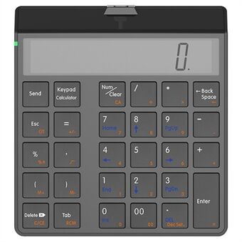 SUNREED KC9001S Bluetooth numerisk tastatur LCD-skærm 29-taster Desktop Business Lommeregner til bærbar computer