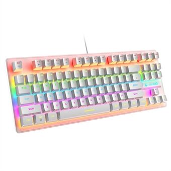 GRATIS WOLF K2 Gaming Mekanisk tastatur 87 taster med farverigt baggrundsbelyst USB-kablet tastatur til bærbar gamer