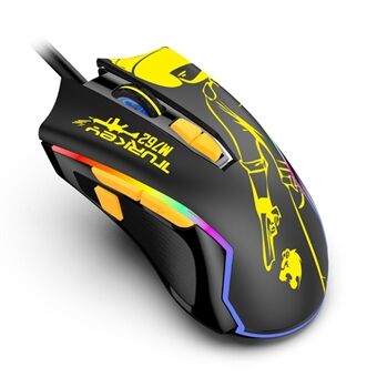 HM 762 USB Port 8 Keys Wired Colorful Luminous Gaming Mouse - Yellow