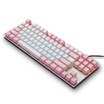 IBLANCOD K87 Konfliktfrit mekanisk tastatur med 87 taster med farverig baggrundsbelysning til hjemmet/kontoret/spil