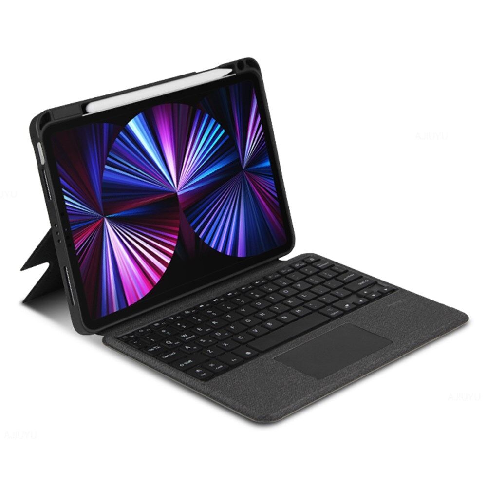 JIUYU til iPad Pro 12.9 (2020) / (2021) / Tastatur i PU-læder-taske Stand Folio-cover med aftageligt tastatur