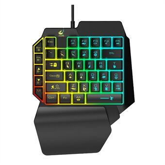 GRATIS WOLF K15 39 taster One-handed Gaming Keyboard med LED-baggrundsbelysning