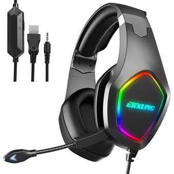 ERXUNG J20 Gaming Headset RGB Luminous Over Ear-hovedtelefon med mikrofon