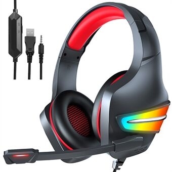 ERXUNG J6 Gaming Headset RGB Luminous Wired Control Over Ear-hovedtelefon med mikrofon