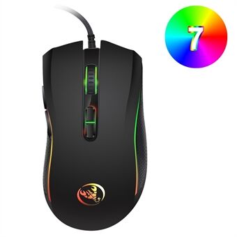 HXSJ A869 Seven Lightning Colors Game Fire Gears Adjustment Electronic Sports Mouse