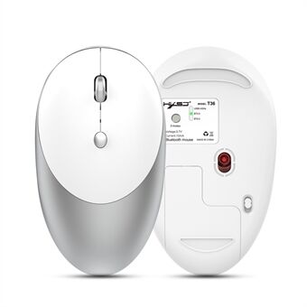 HXSJ T36 Three Mode Bluetooth 3.0 + 5.0 trådløs mus Silme Silent genopladelig optisk mus - hvid