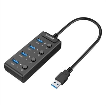 ORICO W9PH4-U3 4-ports USB 3.0 Faceup Design HUB med individuelle strømafbrydere og LED\'er