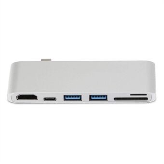 6-i-1 Type C Hub Adapter + 2*USB 3.0 + PD + SD/TF Card Reader Docking Station