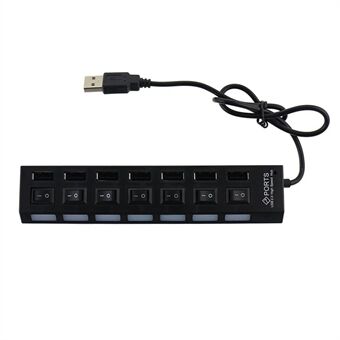 A55 USB2.0 High Speed Transmission 7-Port USB Hub Splitter med uafhængig switch