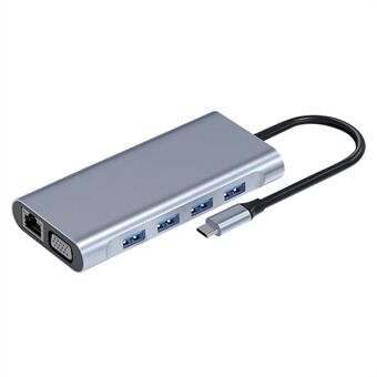 11 i 1 USB-C Hub Bærbar Multi-port Adapter Docking Station med 4 USB-porte til MacBook Pro/Air/XPS/Type-C-enheder