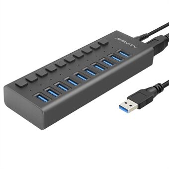 ACASIS HS-710MG 10 Ports USB3.0 Splitter 5Gbps High Speed Transmission Charging Dock USB Hub with Independent Switch