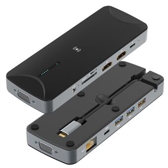 13 i 1 USB C Hub dockingstation USB 3.1 Type-C til HD VGA TF kortlæser RJ45 Audio PD Adapter