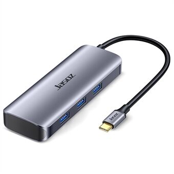 JASOZ H109 USB C Hub 5-i-1 Type C-adapter til 3xUSB 3.0-porte + HD-video 4K-opløsning + 100W PD-opladningsport til bærbar computer