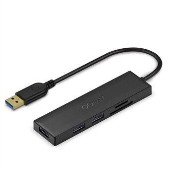 QGEEM QG-UH05-2A 5 i 1 USB 3.0 Hub Multifunktionel USB A dockingstation Ultra Slim Hub Kompatibel med SD/TF-kortpladser/3 USB 3.0