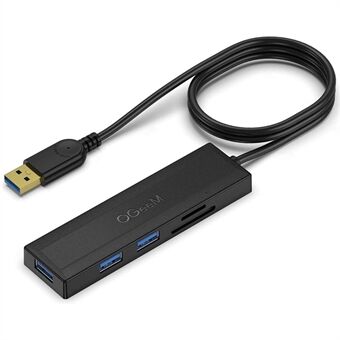 QGEEM QG-UH05-1A 5 i 1 Ultra Slim USB A dockingstation Multi-Port USB Hub til 3 USB 3.0 SD/TF-kortlæseradapter med 0,8 m forlænget kabel