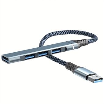 4-i-1 USB til USB2.0x3 + USB3.0 USB Hub Aluminiumslegering Bærbar computeradapter