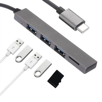 4 porte Type-C til USB2.0 TF-kortslot Splitter Hub Adapter Support OTG til MacBook Pro/Air