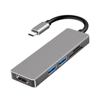 YSTC0803X 5 i 1 USB C Hub Adapter Højhastigheds datatransmission Multifunktions bærbar konverter understøtter HDMI/USB 3.0/SD/TF