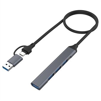 2-i-1 USB-C / USB-A HUB Adapter til bærbar 4-ports USB2.0 3.0 Splitter dockingstation til mus, tastatur