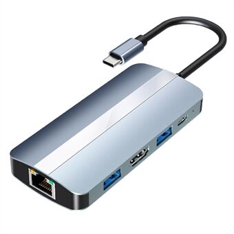 2205 8-i-1 dockingstation Multifunktionel Type-C HUB, Type-C til USB 3.0-porte / 2 x 2.0-porte, SD / TF-kortlæser USB-konverter til Macbook