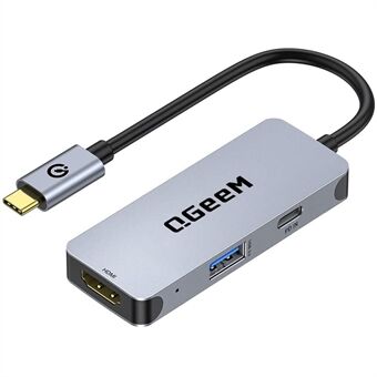 QGEEM UH03-1 3 i 1 dockingstation Multifunktion Type-C Hub Adapter USB-C til HD / PD 100W / USB Converter