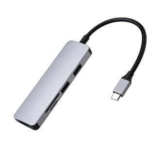 5-i-1 Type-C- Hub med 3 USB 3.0-porte + TF/SD-kortlæser til Macbook Laptop
