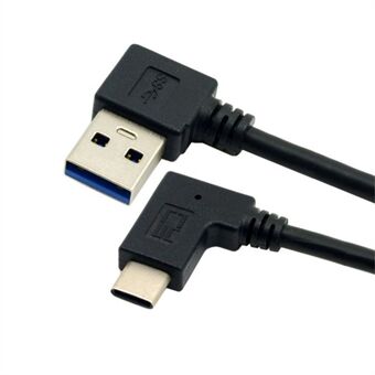 USB Type C Male Connector to 90 Degree Left Angled USB 3.0 Male Data Cable
