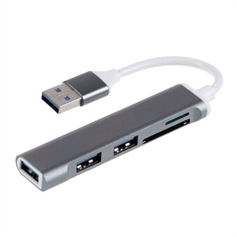 USB 3.0 5-i-1 Hub Splitter 3 x USB3.0 5 Gbps højhastighedstransmission TF SD-kortlæseradapter