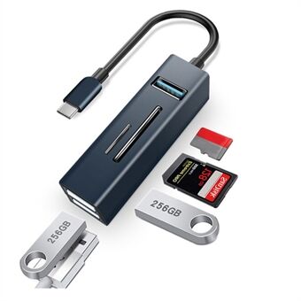 Type-C 5-in-1 Hub Splitter USB3.0 TF Memory Card Reader Adapter Docking Station for Phone Laptop
