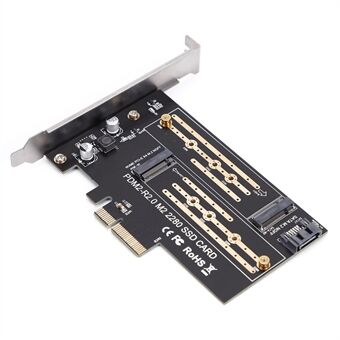 P21 Dual Ports M.2 til PCIE3.0 Adapter X4 Expansion Converter Card Support NVME/NGFF - Luksusversion