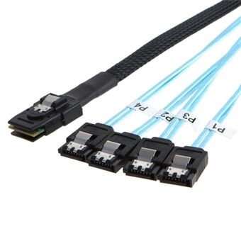 0.5m Mini SAS Cable SFF-8087 to 4 SATA3.0 7-Pin Hard Drive Data Cable Straight Plug