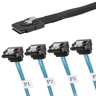 0.5m Mini SAS Adapter Cable SFF-8087 to 4 SATA3.0 7-Pin Hard Drive Data Cable Elbow Plug