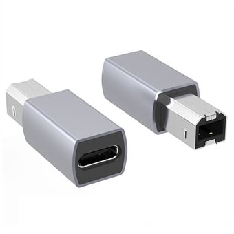 JUNSUNMAY 2Pcs Mini Adapter Type-C Female to USB 2.0 B Aluminum Alloy Converter for Electric Piano / Printer