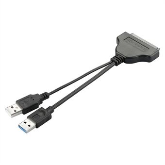 USB3.0+USB2.0 til SATA7+15 Adapterkabel Forgyldt konverterledning til 2,5-tommer HDD SSD (0,15m) - Sort