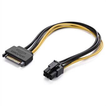 UGREEN 50943 0,2 m SATA strømkabel SATA 15-ben til 6-ben PCI Express grafikkort strømkabel Understøtter ATI/Nvidia grafikkort