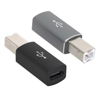 UC-163 2Pcs USB-C Female to USB-B Male Adapters Converter (Grey+Black)