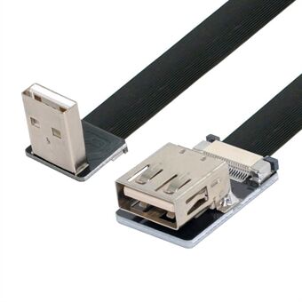 U2-044-DN-0.2M CN-011-DN/CN-011-FE/CN-019-0.2M Down Angled USB 2.0 Type-A Male to Female Extension Flat Slim FPC Cable 480Mbps Data Transmission for FPV/Disk/Scanner/Printer
