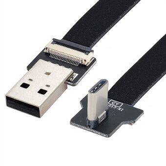 U2-039-RI-0.2M CN-011-MA/CN-013-RI/CN-019 USB 2.0 Type-A Male to Type-C Male Right Angled Flat Slim FPC Data Cable for FPV/Disk/Phone