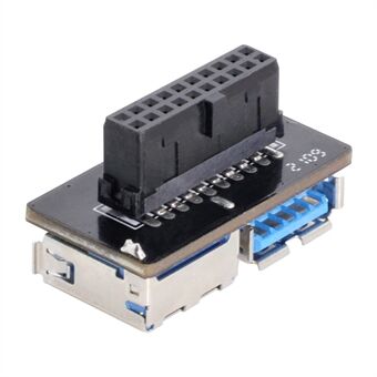 U3-056 Dual USB 3.0 A Type Hun til Bundkort 20Pin Box Header Slot PCBA Flat Type Converter Adapter