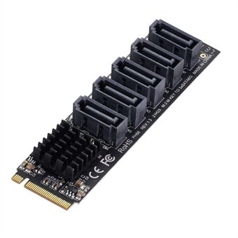 SA-004 22x80mm NGFF NVME M-Key PCI Express til SATA 3.0 5 Ports Adapter Kort Konverter Harddisk Udvidelseskort Understøttelse 6Gbps Datatransmission JMB585 2280