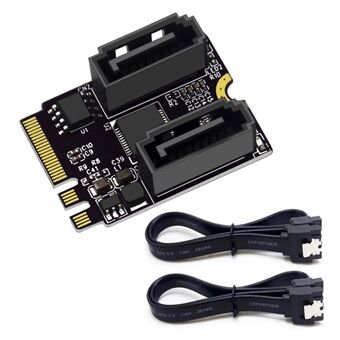 SA-034 22x30 mm NGFF-nøgle A+E PCI Express til Dual SATA-7P 3.0 6Gbps Adapter Card Hard Drive Extension Converter JMB582