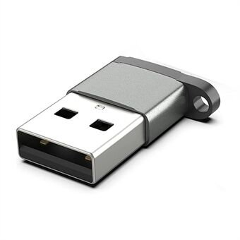 USB 2.0 Male to Type-C Female Adapter Aluminum Alloy Converter Plug with Lanyard