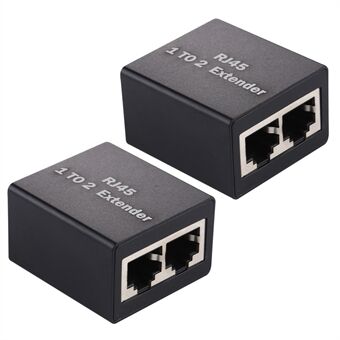 2 stk / sæt 1 til 2 RJ45 splitterstik Inline LAN-stik Ethernet-kabelforlængeradapter