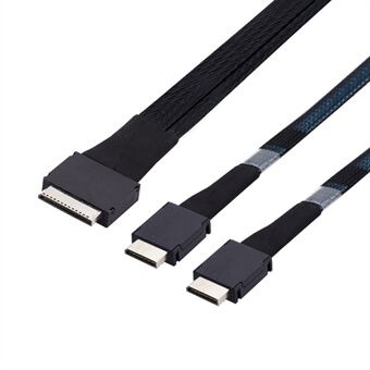 SF-054-0.5M 50cm OCuLink PCIe PCI-Express SFF-8611 8x 8-Lane to Dual SFF-8611 Oculink 4x SSD Data Active Cable