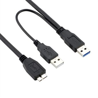 0.5m USB 3.0 Dual USB-A Male to Micro-B Y Cable Power Supply Cord for External Hard Drive