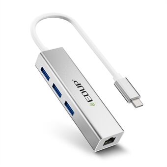 EDUP EP-9801 Type-C USB3.0 3 Port Hub 1000Mbps RJ45 Gigabit Ethernet Adapter til Computer Laptop