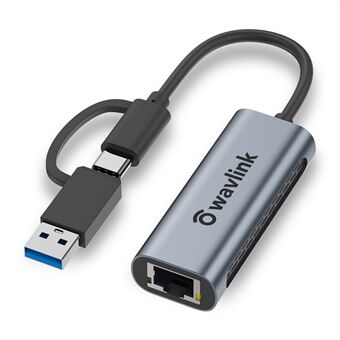 WAVLINK NWU330GCA 2.5G USB-C til RJ-45 Ethernet Adapter 2-i-1 netværkskonverter